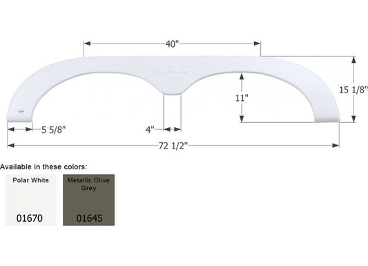 Icon Technologies Limited RV FENDER SKIRT, TANDEM, R-VISION, FS781, METALLIC OLIVE GREY
