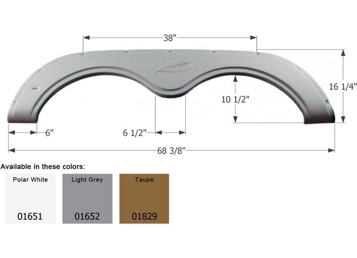 Icon Technologies Limited RV FENDER SKIRT, TANDEM, R-VISION, FS782, POLAR WHITE