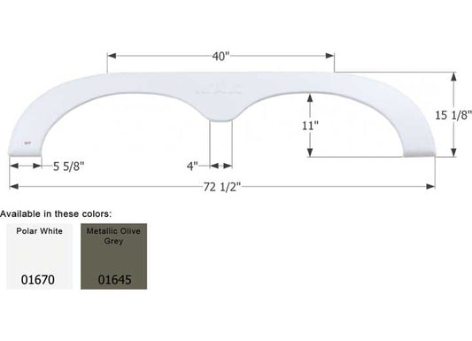 Icon Technologies Limited RV FENDER SKIRT, TANDEM, R-VISION, FS781, POLAR WHITE