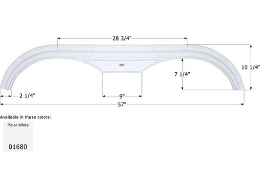 Icon Technologies Limited RV Icon Replacement Tandem Axle Fender Skirt for Fleetwood RVs - 57" x 10-1/4", Polar White