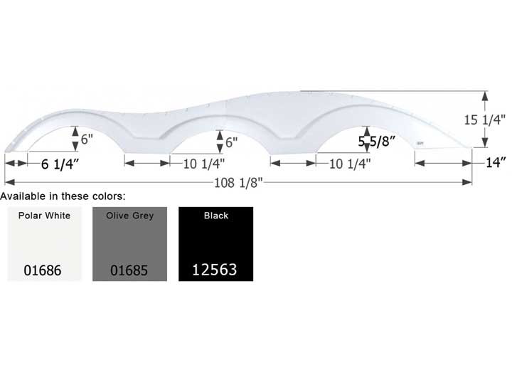 Icon Technologies Limited RV FENDER SKIRT, TRIPLE, KEYSTONE, FS1000, POLAR WHITE, LH