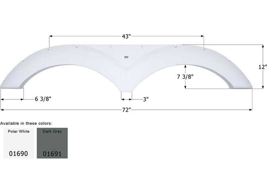 Icon Technologies Limited RV FENDER SKIRT, TANDEM, DUTCHMEN, FS790, POLAR WHITE