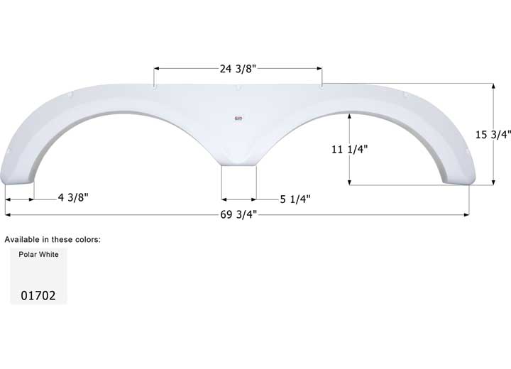 Icon Technologies Limited RV Icon Replacement Tandem Axle Fender Skirt for Jayco RVs - 69-3/4" x 15-3/4", Polar White