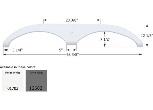 Icon Technologies Limited RV FENDER SKIRT, TANDEM, GULF STREAM, FS1703, POLAR WHITE