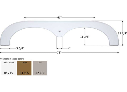 Icon Technologies Limited RV Icon Replacement Tandem Axle Fender Skirt for Keystone RVs - 73" x 15-1/4", Taupe