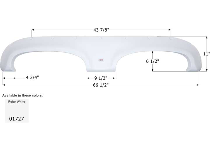 Icon Technologies Limited RV Icon Replacement Tandem Axle Fender Skirt for Keystone RVs - 66-1/2" x 11", Polar White
