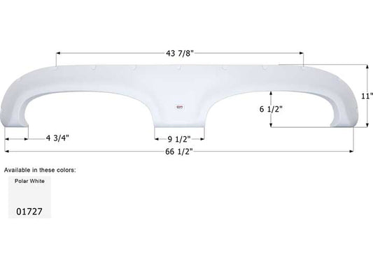Icon Technologies Limited RV Icon Replacement Tandem Axle Fender Skirt for Keystone RVs - 66-1/2" x 11", Polar White
