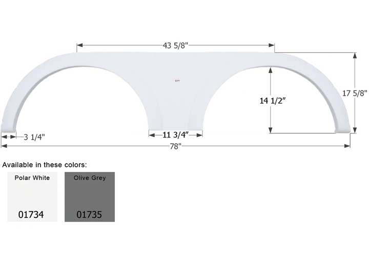 Icon Technologies Limited RV FENDER SKIRT, TANDEM, KEYSTONE, FS1734, POLAR WHITE