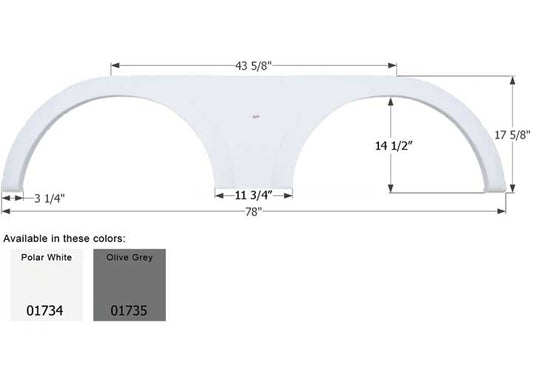 Icon Technologies Limited RV FENDER SKIRT, TANDEM, KEYSTONE, FS1734, POLAR WHITE