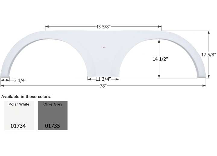 Icon Technologies Limited RV FENDER SKIRT, TANDEM, KEYSTONE, FS1734, OLIVE GREY