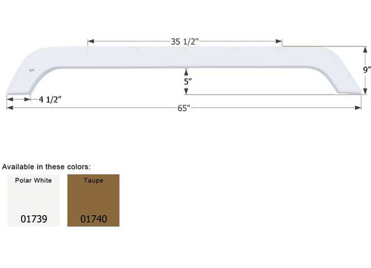 Icon Technologies Limited RV FENDER SKIRT, TANDEM, R-VISION, FS1739, POLAR WHITE