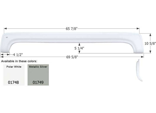 Icon Technologies Limited RV Icon Replacement Tandem Axle Fender Skirt for KZ RVs - 69-5/8" x 10-5/8", Polar White