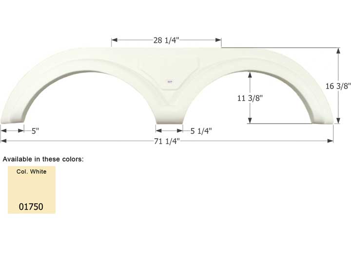 Icon Technologies Limited RV FENDER SKIRT, TANDEM, MARK TWAIN, FS1750, COLONIAL WHITE