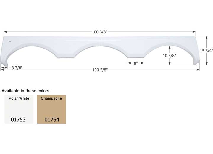 Icon Technologies Limited RV FENDER SKIRT, TRIPLE, GULF STREAM, FS1753, POLAR WHITE