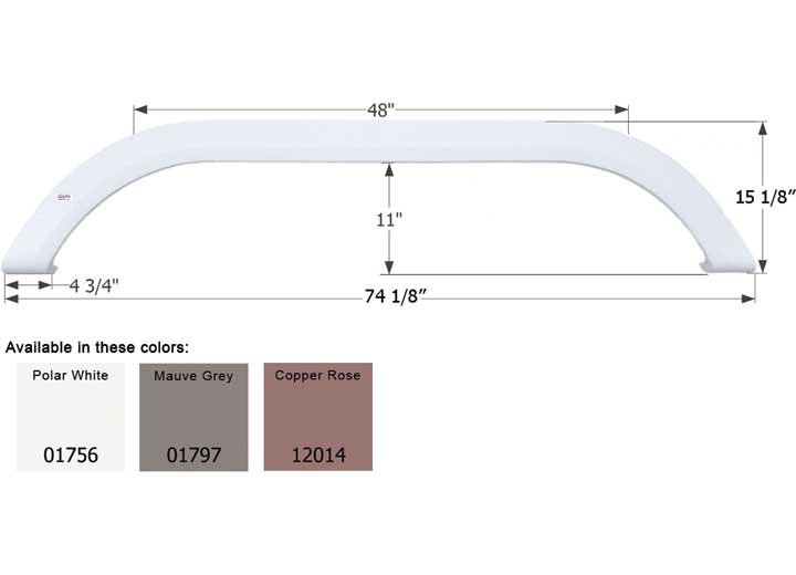 Icon Technologies Limited RV Icon Replacement Tandem Axle Fender Skirt for Carriage RVs - 74-1/8" x 15-1/8", Polar White