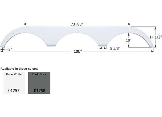 Icon Technologies Limited RV FENDER SKIRT, TRIPLE, PILGRIM, FS1757, POLAR WHITE
