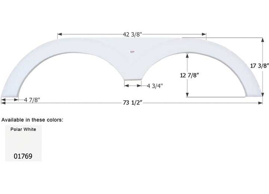 Icon Technologies Limited RV FENDER SKIRT, TANDEM, CRUISER, FS1769, POLAR WHITE