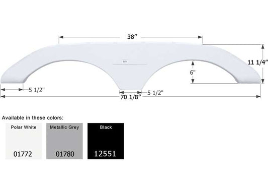 Icon Technologies Limited RV Icon Replacement Tandem Axle Fender Skirt for Keystone Montana RVs - Polar White