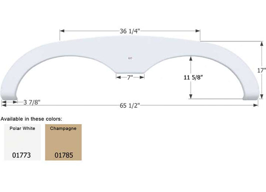 Icon Technologies Limited RV FENDER SKIRT, TANDEM, SUNLINE, FS1773, POLAR WHITE