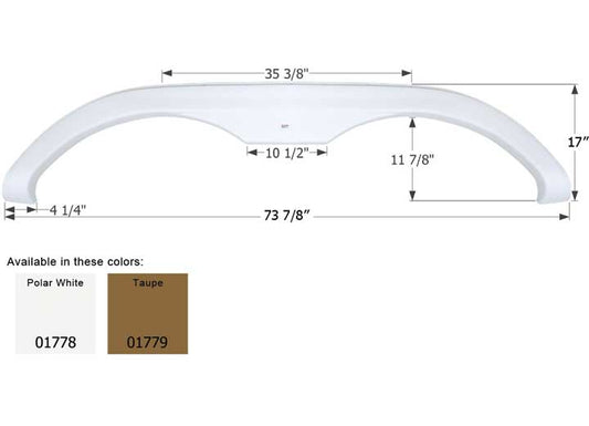 Icon Technologies Limited RV Icon Replacement Tandem Axle Fender Skirt for Holiday Rambler & Monaco RVs - Polar White