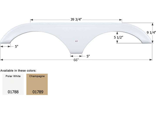 Icon Technologies Limited RV Icon Replacement Tandem Axle Fender Skirt for Dutchmen RVs - 66" x 9-1/4", Polar White