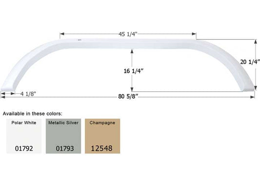 Icon Technologies Limited RV FENDER SKIRT, TANDEM, CARRIAGE, FS1792, METALLIC SILVER