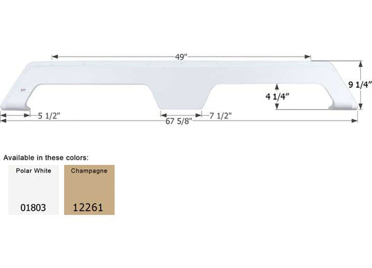 Icon Technologies Limited RV Icon Replacement Tandem Axle Fender Skirt for Gulfstream RVs - 67-5/8" x 9-1/4", Polar White
