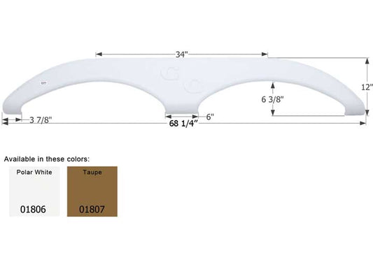 Icon Technologies Limited RV Icon Replacement Tandem Axle Fender Skirt for Forest River Cedar Creek RVs - Taupe