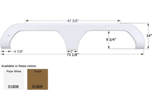 Icon Technologies Limited RV Icon Replacement Tandem Axle Fender Skirt for Travel Supreme RVs - Polar White
