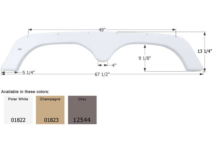 Icon Technologies Limited RV FENDER SKIRT, TANDEM, THOR, FS1822, POLAR WHITE