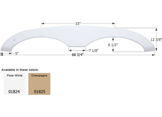 Icon Technologies Limited RV FENDER SKIRT, TANDEM, SUNLINE, FS1824, POLAR WHITE