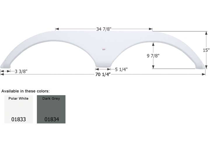 Icon Technologies Limited RV FENDER SKIRT, TANDEM, PILGRIM, FS1833, POLAR WHITE