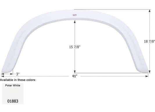 Icon Technologies Limited RV FENDER SKIRT, SINGLE, FOUR WINDS, FS1883, POLAR WHITE