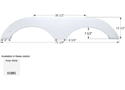 Icon Technologies Limited RV FENDER SKIRT, TANDEM, GULF STREAM, FS1885, POLAR WHITE