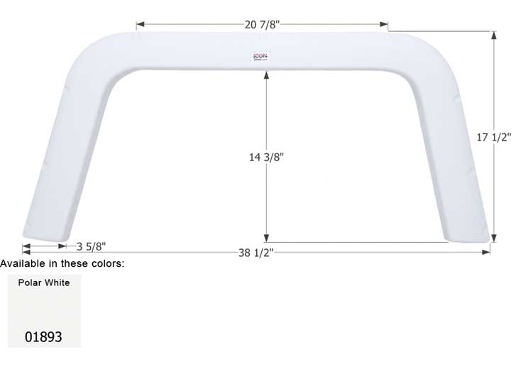Icon Technologies Limited RV Icon Replacement Single Axle Fender Skirt for Four Winds RVs - 38-1/2" x 17-1/2", Polar White