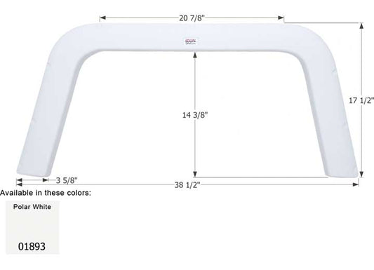 Icon Technologies Limited RV Icon Replacement Single Axle Fender Skirt for Four Winds RVs - 38-1/2" x 17-1/2", Polar White
