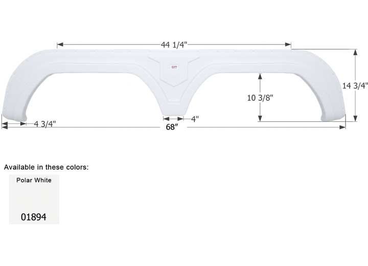 Icon Technologies Limited RV FENDER SKIRT, TANDEM, COBRA, FS1894, POLAR WHITE