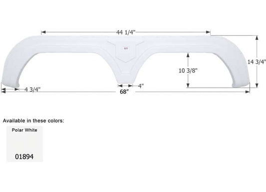 Icon Technologies Limited RV FENDER SKIRT, TANDEM, COBRA, FS1894, POLAR WHITE