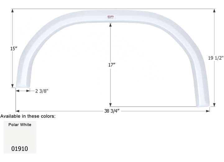 Icon Technologies Limited RV FENDER SKIRT, SINGLE, DAMON, FS1899, POLAR WHITE, LH
