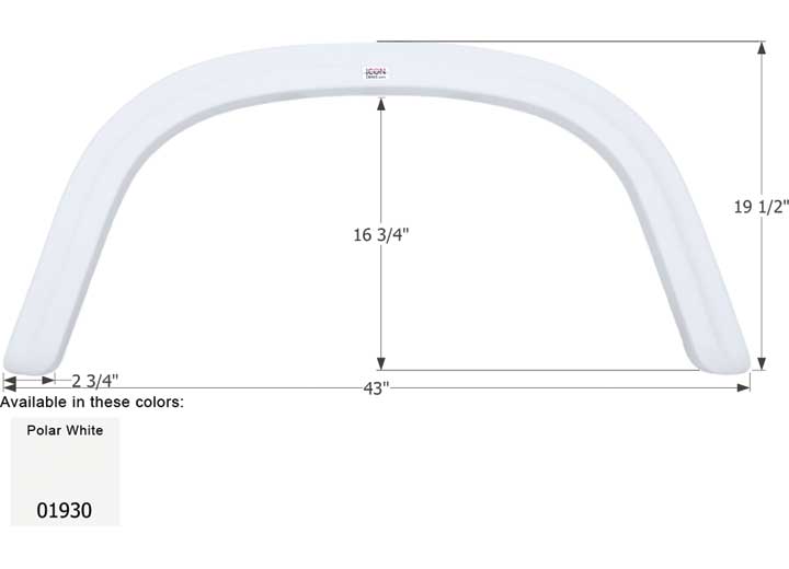 Icon Technologies Limited RV FENDER SKIRT, SINGLE, FOUR WINDS, FS1930, POLAR WHITE