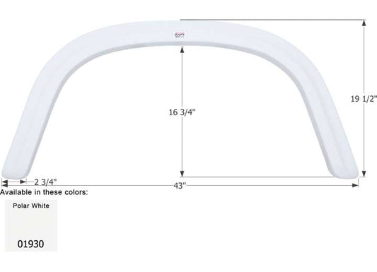 Icon Technologies Limited RV FENDER SKIRT, SINGLE, FOUR WINDS, FS1930, POLAR WHITE