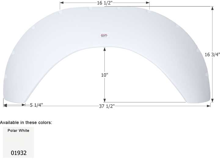 Icon Technologies Limited RV FENDER SKIRT, SINGLE, SUNLINE QUE, FS1932, POLAR WHITE