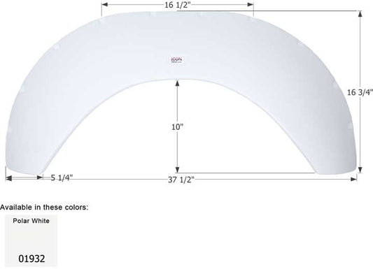 Icon Technologies Limited RV FENDER SKIRT, SINGLE, SUNLINE QUE, FS1932, POLAR WHITE