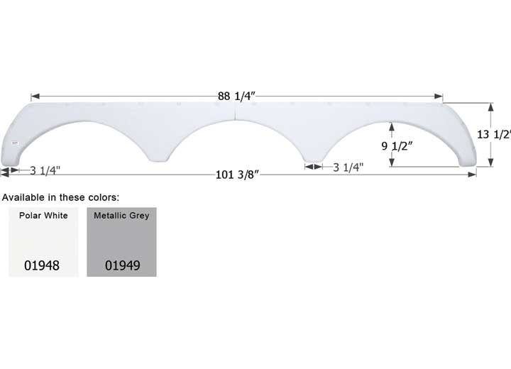 Icon Technologies Limited RV FENDER SKIRT, TRIPLE, THOR, FS1948, POLAR WHITE