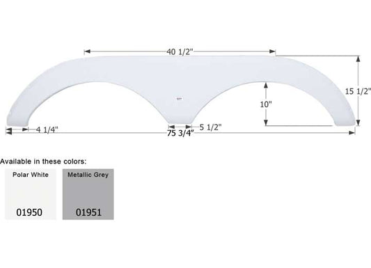 Icon Technologies Limited RV FENDER SKIRT, TANDEM, CARRIAGE, FS1950, POLAR WHITE