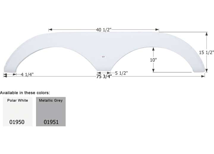 Icon Technologies Limited RV FENDER SKIRT, TANDEM, CARRIAGE, FS1950, METALLIC GREY