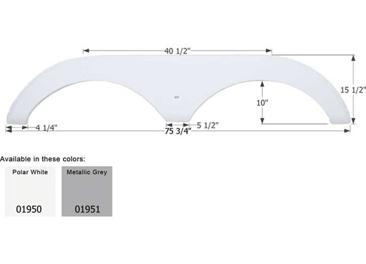 Icon Technologies Limited RV FENDER SKIRT, TANDEM, CARRIAGE, FS1950, METALLIC GREY