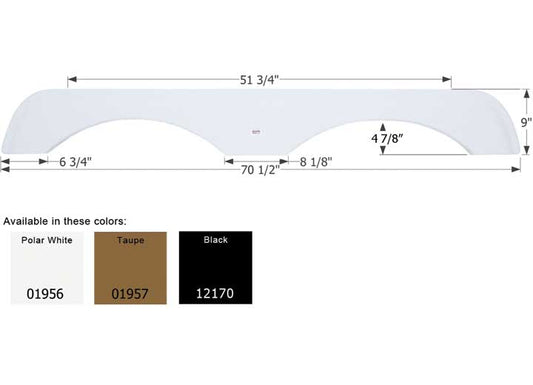 Icon Technologies Limited RV FENDER SKIRT, TANDEM, GULF STREAM, FS1956, POLAR WHITE
