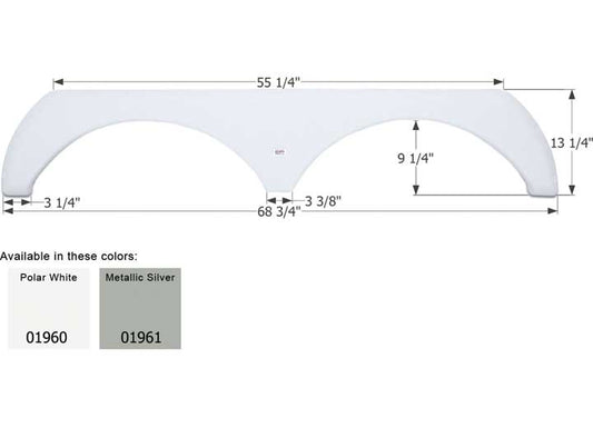 Icon Technologies Limited RV Icon Replacement Tandem Axle Fender Skirt for Thor RVs - Metallic Silver