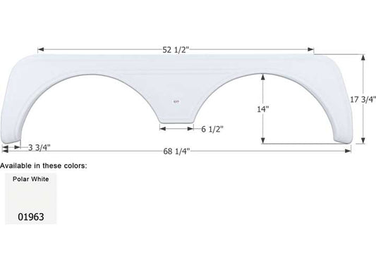Icon Technologies Limited RV Icon Replacement Tandem Axle Fender Skirt for KZ & Sunnybrook RVs - Polar White